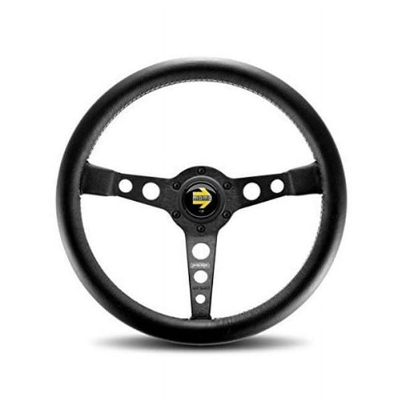 Momo Prototipo Steering Wheel 350 mm - Black Leather/Wht Stitch/Black Spokes