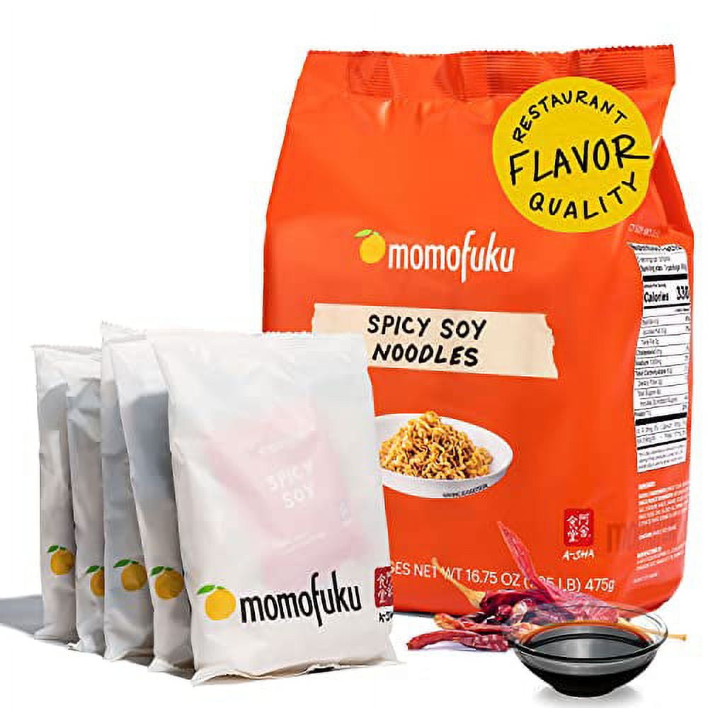 Momofuku Spicy Soy Noodles Ramen Noodles by David Chang, 5 Servings, Authentic Spicy Ramen Soup
