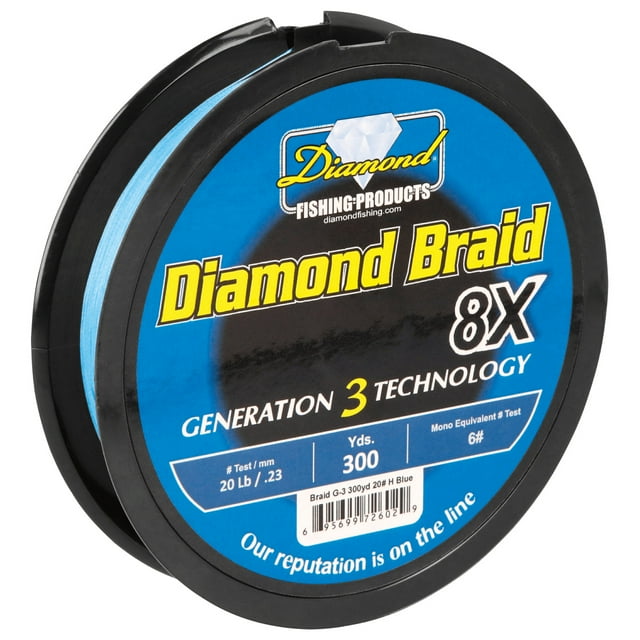 Diamond Fish Line Diamond Fishing Products Diamond Braid Generation III 8X 300 Yards Blue ...