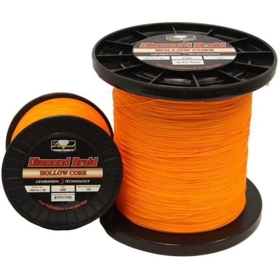 Diamond Fishing Products Diamond Braid Generation III Hollow Core 3000yards Orange, 200#