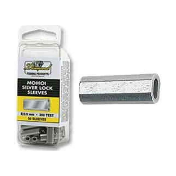 Momoi Diamond Fishing Products Momoi Mini-Lock Sleeves 100-130 Test, Silver, Large