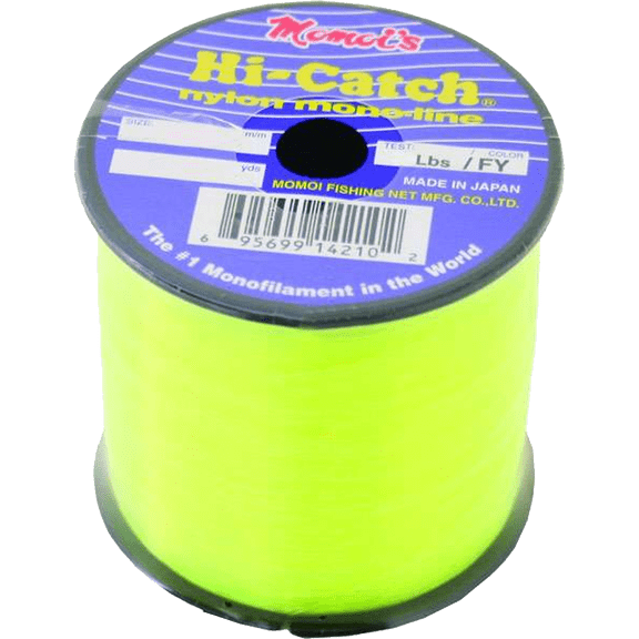Momoi Hi-Catch Nylon Monofilament Line 2 Pound Spools Hi-Vis Yellow, 130#