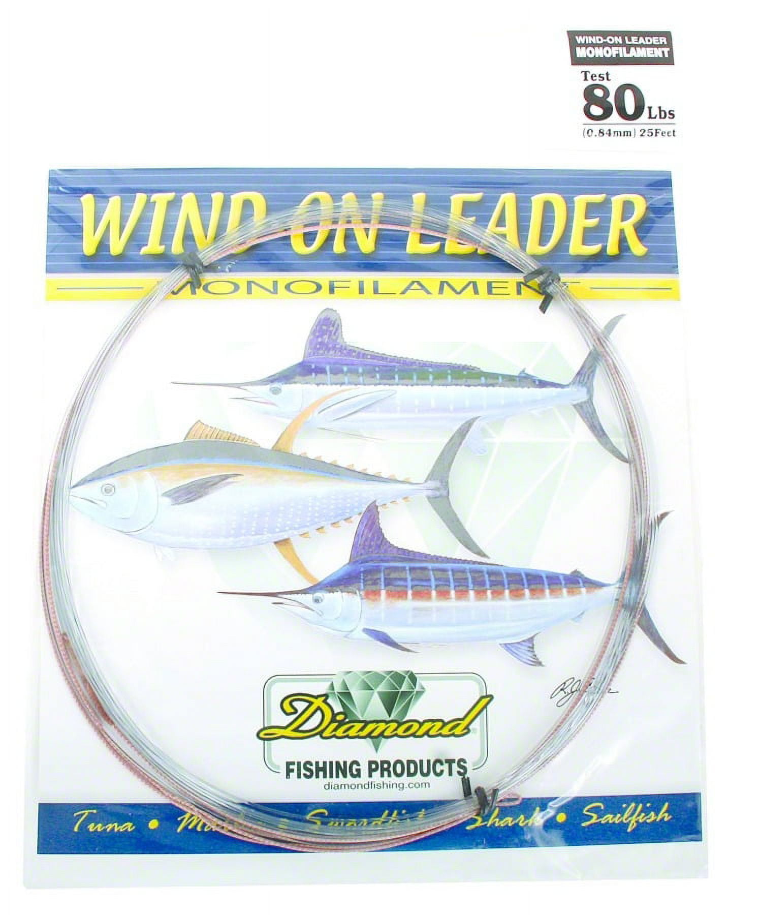 Momoi Monofilament Wind On Leader, 80lb, 25ft, Smoke Blue