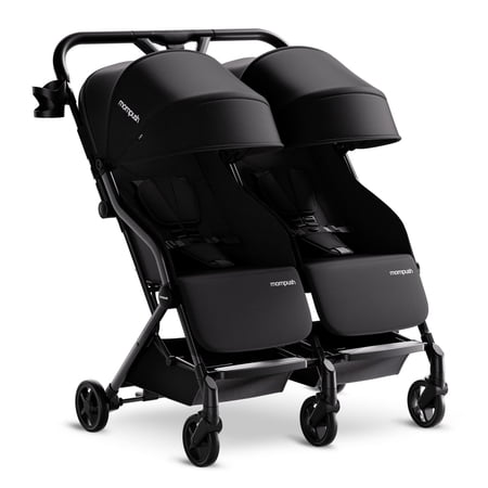 Mompush Lithe Double Stroller with Two Large Individual Side by Side Recline Seat, Black, 24.5LB, Unisex