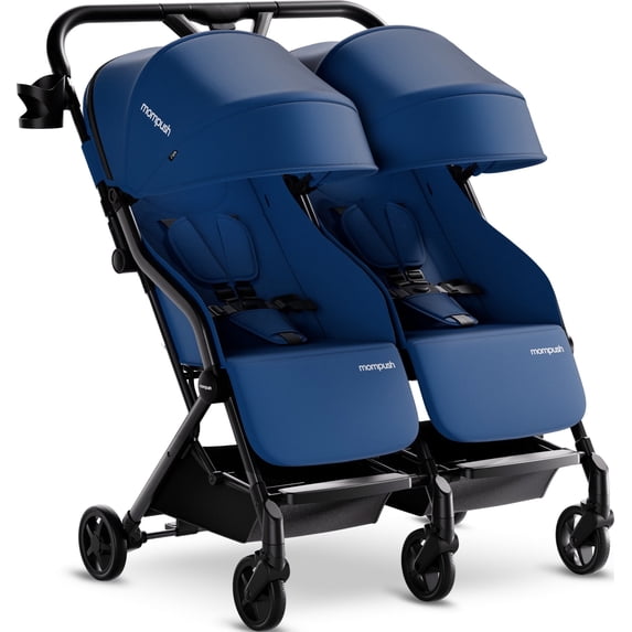 Mompush Lithe Double Stroller with Two Large Individual Side by Side Recline Seat, Navy, 24.5LB, Unisex