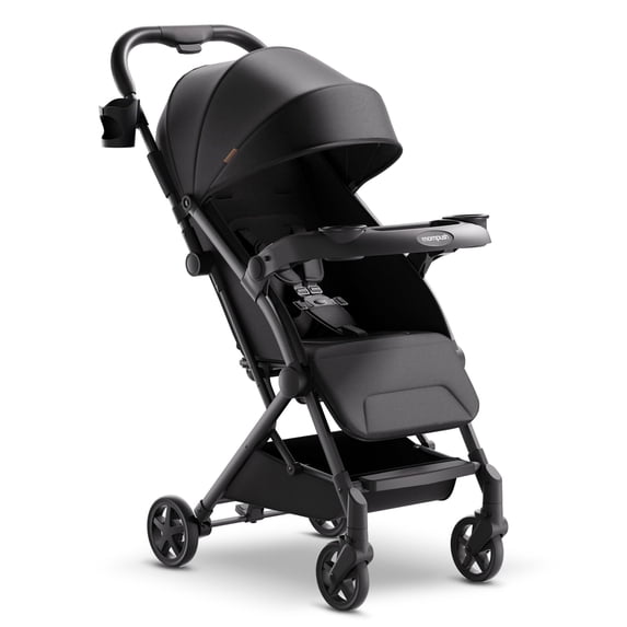 Mompush Lithe V2 Lightweight Stroller with Snack Tray, Newborn Nest Mode, Black, 17.3LB, Unisex