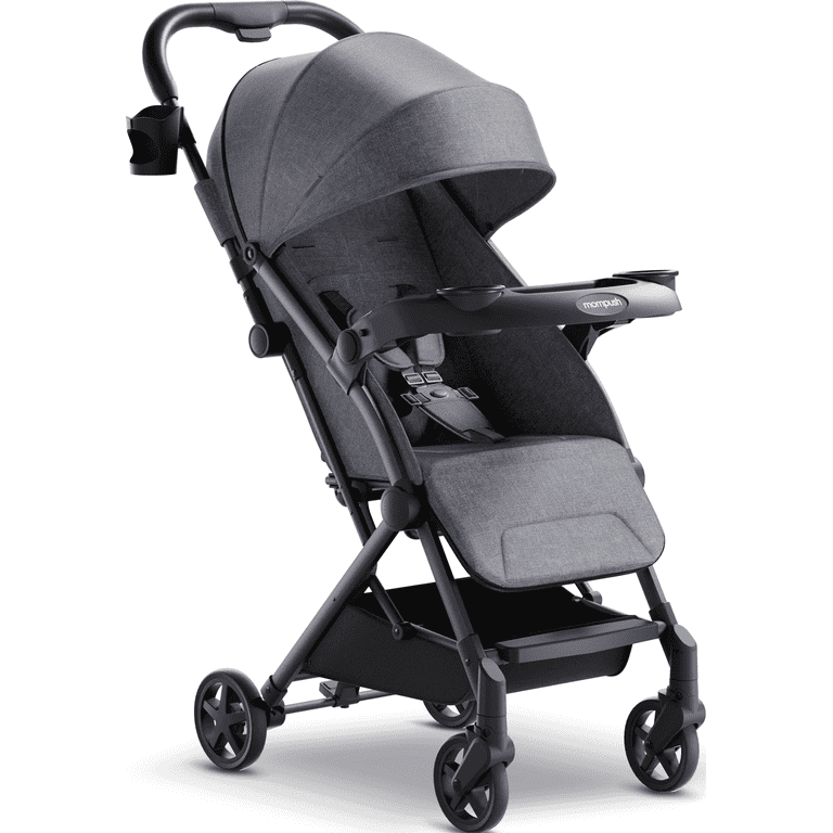 Mompush Lithe V2 Lightweight Compact Stroller, Gray, 17.3 Lb, with