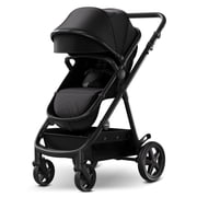 Mompush Meteor2, 2-in-1 Baby Stroller with Bassinet Mode, Adjustable Handle and Footrest, Black, 23.2LB, Unisex