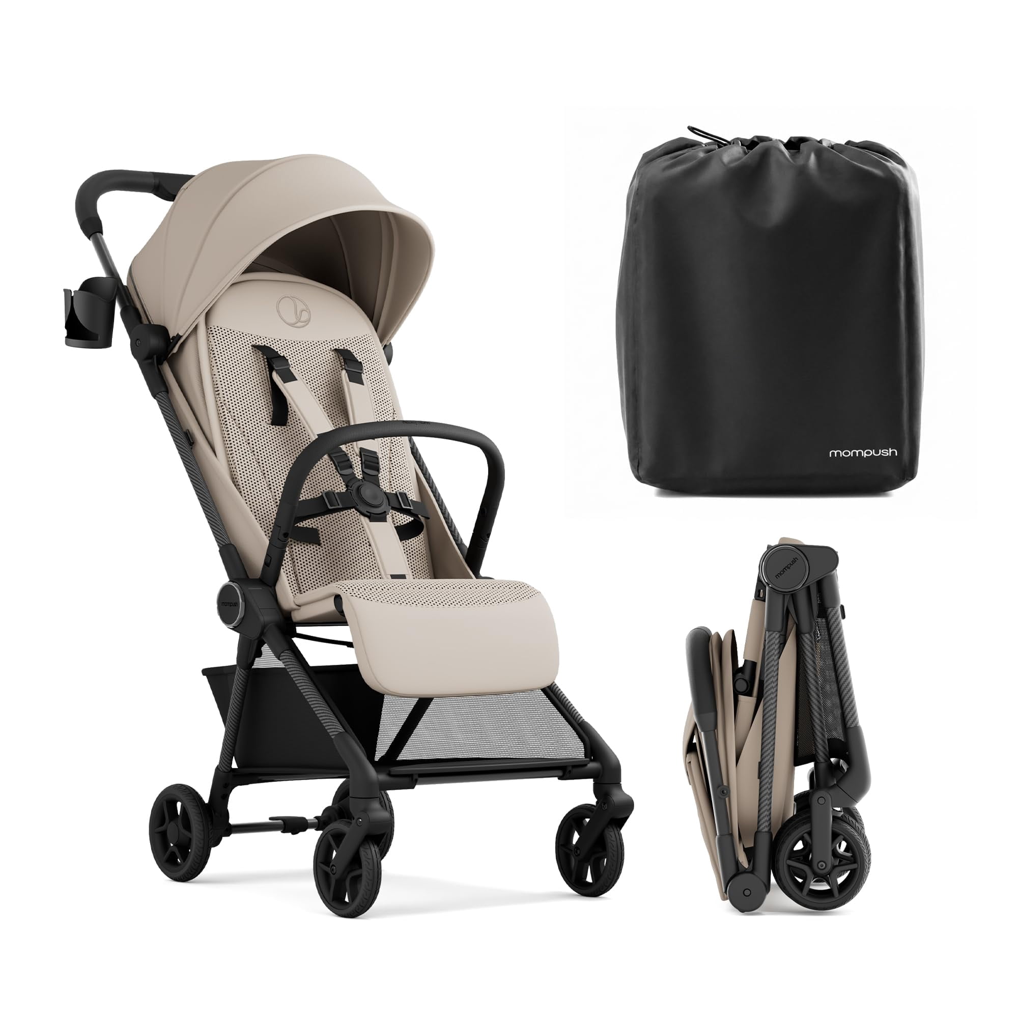 Mompush Nexis Carbon Ultra-Light Travel Stroller, from Birth to 50