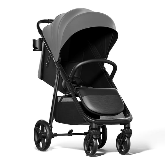 Mompush Nova Baby Stroller, Spacious Seat, Extra-Large UPF 50+ Canopy, Gray, 22LB, Unisex