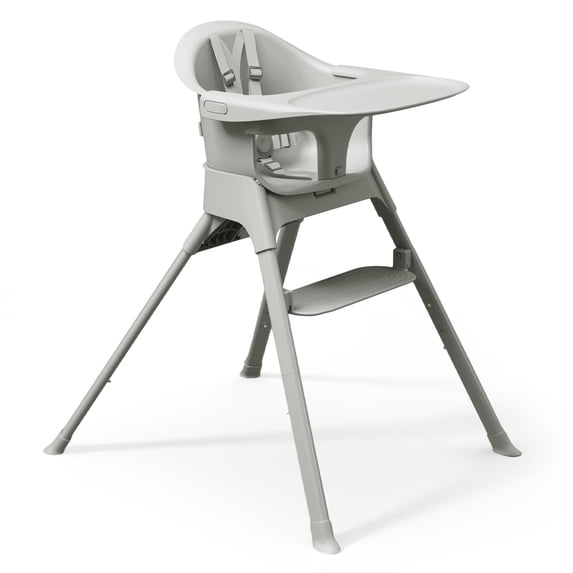 Mompush Olli 7-in-1 Convertible High Chair, Adjustable Footrest, Dishwasher-Safe Tray, Compact Folding Baby & Toddler Chair, Gray, 11.6LB, Unisex