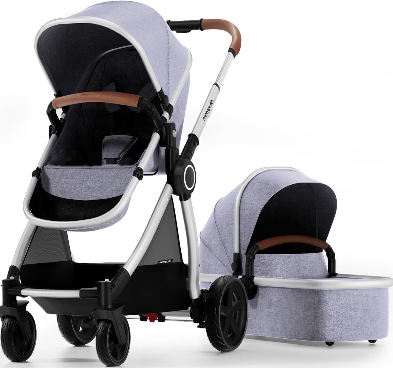 Mompush Ultimate2 Baby Stroller with Bassinet and Adjustable Seat, Lavender, 25LB, Unisex