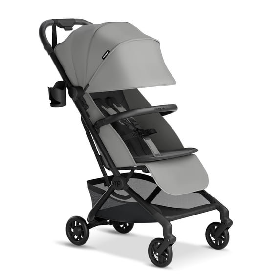Mompush Velo Lightweight Travel Stroller with Lie-Flat Recline Seat, Airplane Friendly, Gray, 18.8 LB, Unisex
