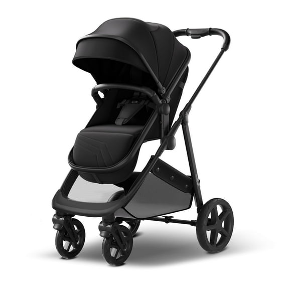 Mompush Wiz 2-in-1 Baby Stroller with Bassinet Mode, Reversible Seat and Large Canopy, Black, 22.3LB, Unisex