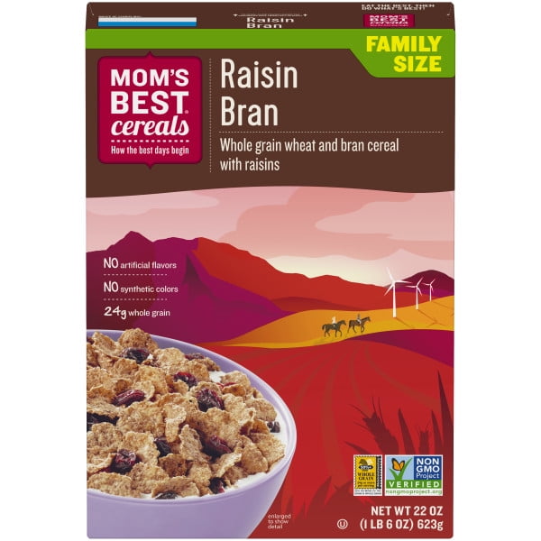 Moms Best Raisin Bran Whole Grain Cereal with No Artificial Flavors, 22 oz Box