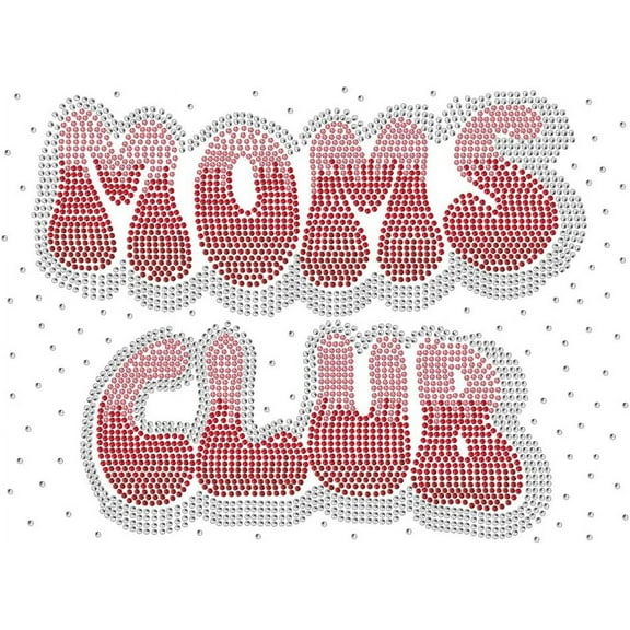 Moms Club Rhinestone Iron on Hotfix Heat Transfer Decal Bling Rhinestone Decals Rhinestone Heat Transfer Patch Clothing Repair Applique for DIY T-Shirt Clothing Pants Bags 11.698.27 Inch
