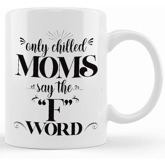 Moms F Word Coffee Mug White With Colored Inside And Handle Gift Funny Mug To Mom, Ceramic Novelty Coffee Mug, Tea Cup, Gift Present For Birthday, Christmas Thanksgiving Festival, 11oz O