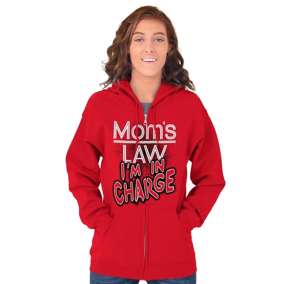 Moms Law I'm in Charge Funny Quote Womens Plus Size Graphic Zipper Hoodie Brisco Brands 3X
