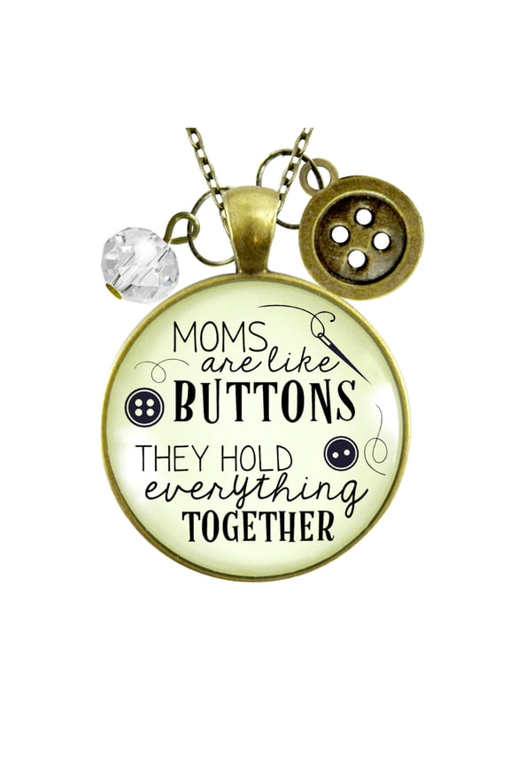 Moms Like Buttons Necklace Gutsy Goodness Female Adult Bronze Metal Jewelry