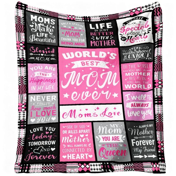 Moms Mothers Day Birthday Gifts from Daughter Son - Blanket Gifts for Mom - World's Best Mom Ever Gifts - Christmas Valentines Day Birthday Present