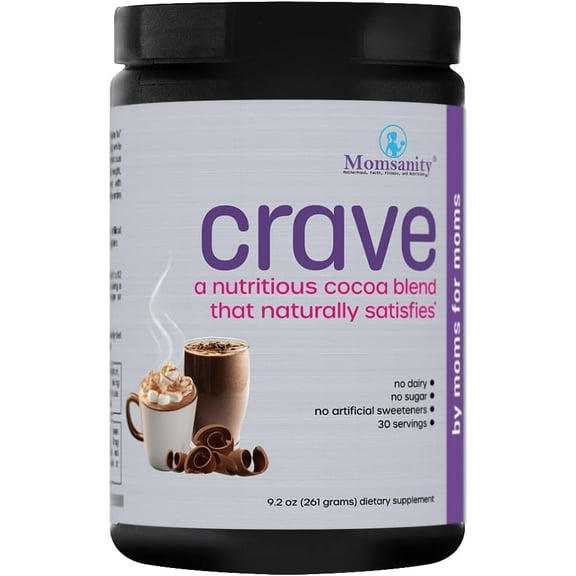 Momsanity Crave Low Calorie, Low Carb Chocolate Powder to Satisfy Cravings Naturally + Delicious Recipe Guide PDF | 30 Servings