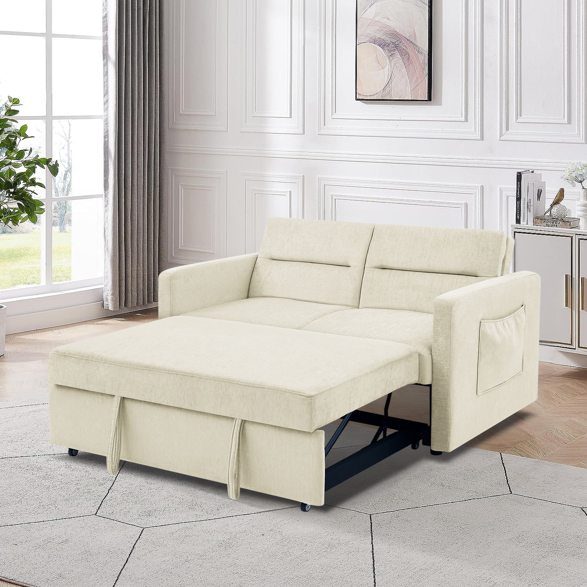 Momspeace Convertible Pull Out Loveseat Sleeper with Adjustable Back