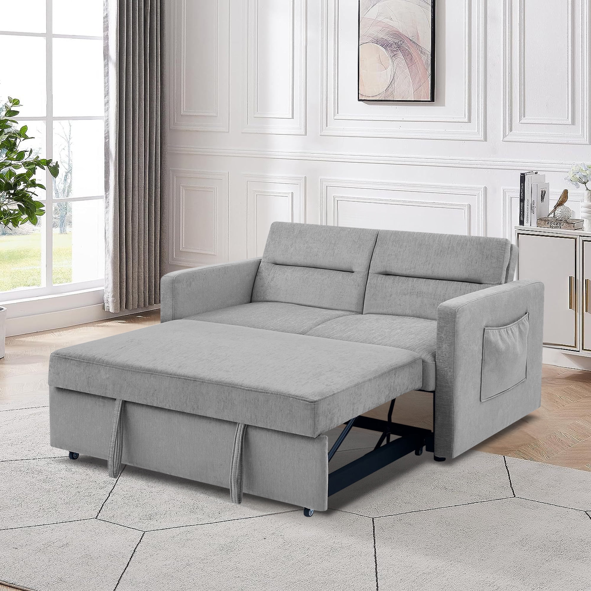 Momspeace Convertible Pull Out Loveseat Sofa Bed with Adjustable Back