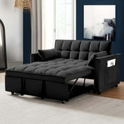 Momspeace Loveseat Convertible Sleeper Sofa Bed, Black