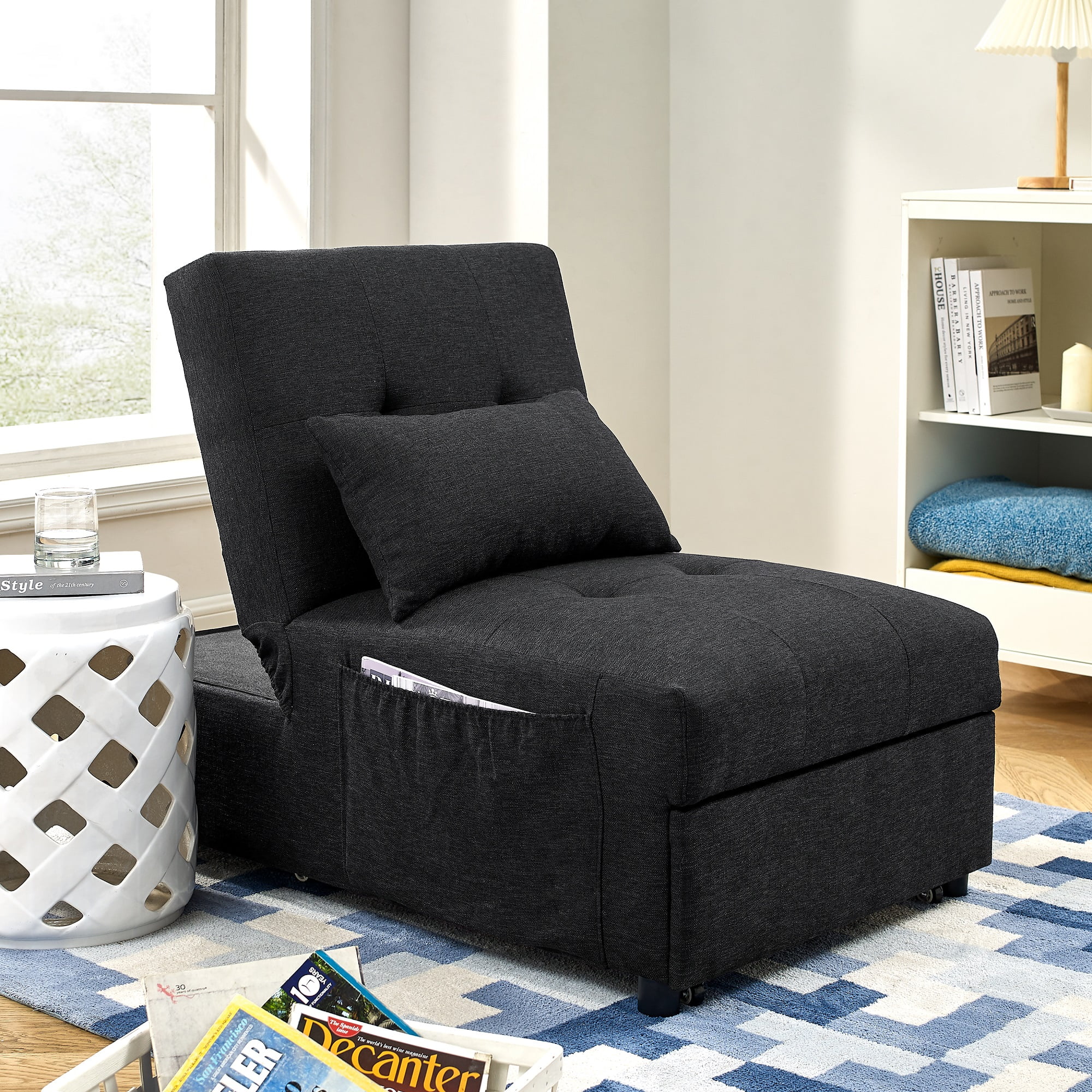 Momspeace Single Futon Sofa Bed Sleeper Sofa Chair 4 in 1 Multi