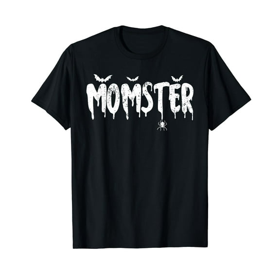 Momster Couple Matching Family Mom Dad Halloween Party Short Sleeve Black T-shirt