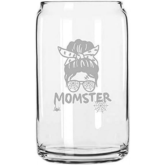 Momster Happy Halloween Etched 16oz Libbey Can Glass