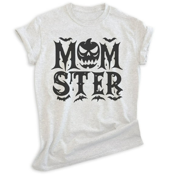 Momster Mom Halloween T-shirt, Unisex Women's Tee, Mom Halloween Gift Mother Fall Spooky Season, Heather Ash, X-Small