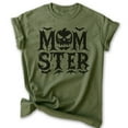 thumbnail image 1 of Momster Mom Halloween T-shirt, Unisex Women's Tee, Mom Halloween Gift Mother Fall Spooky Season, Heather Military Green, Medium, 1 of 6