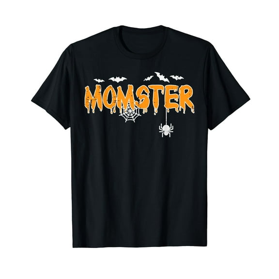 Momster Mom Mommy Matching Family Halloween Costume Women Crew Neck Black T-Shirt
