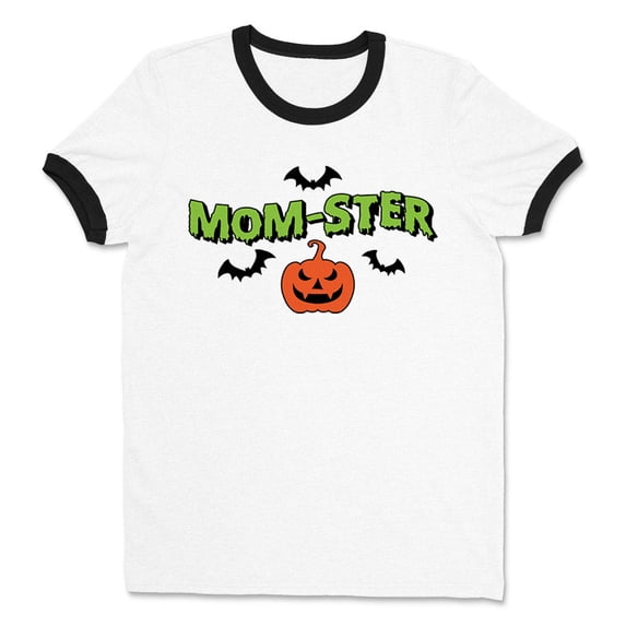 Momster Ringer Tee Shirt Unisex Large White/Black