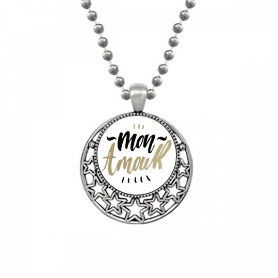 Mon Amour My Love Quote Style Necklaces Pendant Retro Moon Stars Jewelry