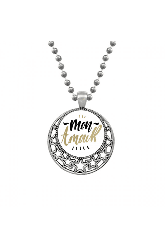 Mon Amour My Love Quote Style Necklaces Pendant Retro Moon Stars Jewelry