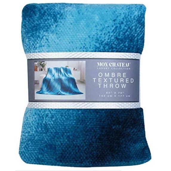 Mon Chateau Honeycomb Ombre Textured Throw Blanket, Lilac Blue, 60" x 70" - NEW