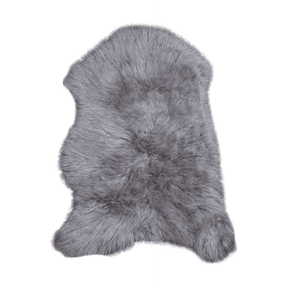 Mon Chateau Luxury Collection Lux Faux Fur Quad Rug, Grey, 70.8" x 43.3