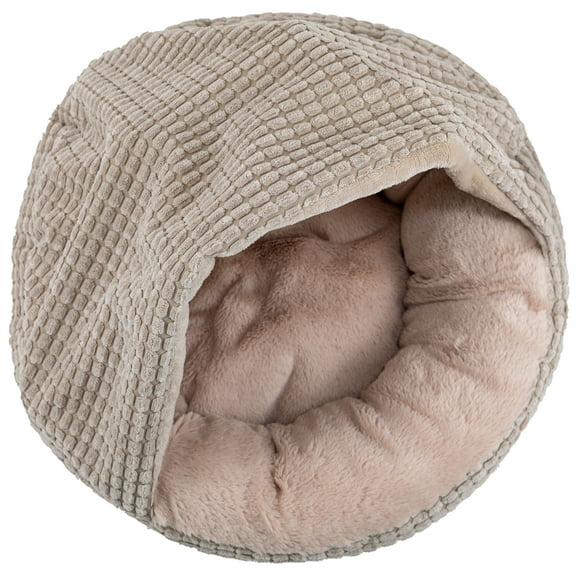 Mon Chateau Snuggle Haven Hooded Pet Bed, Covered Cat or Dog Bed, Waterproof and Machine Washable with Anti-Skid Bottom, Designed for Comfort and Safety, Oatmeal Glow