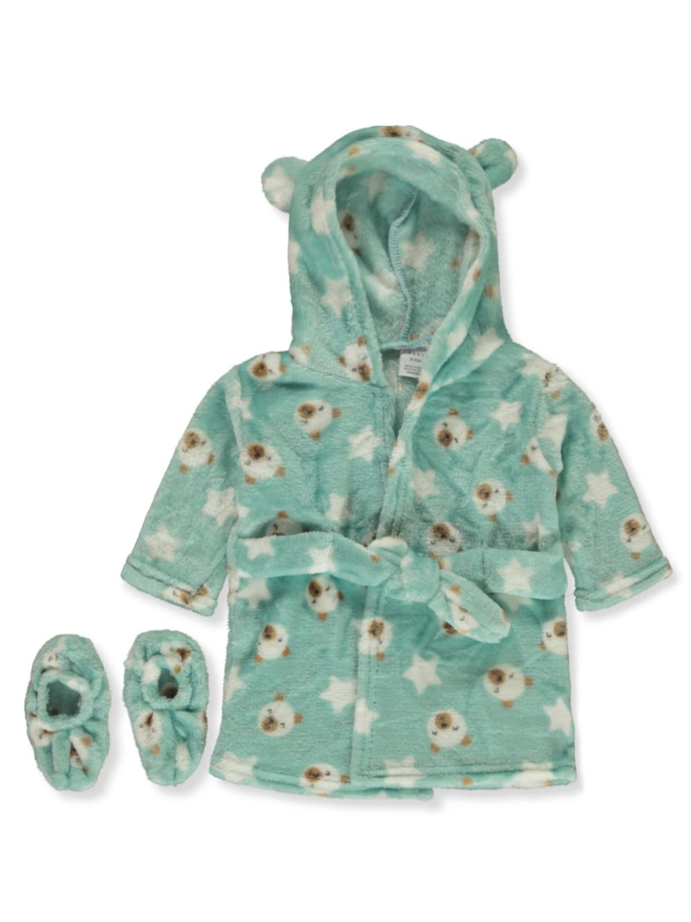 Mon Cheri Baby Baby Boys' 2Piece Bears Robe With Slippers aqua blue/multi, 0 9 months