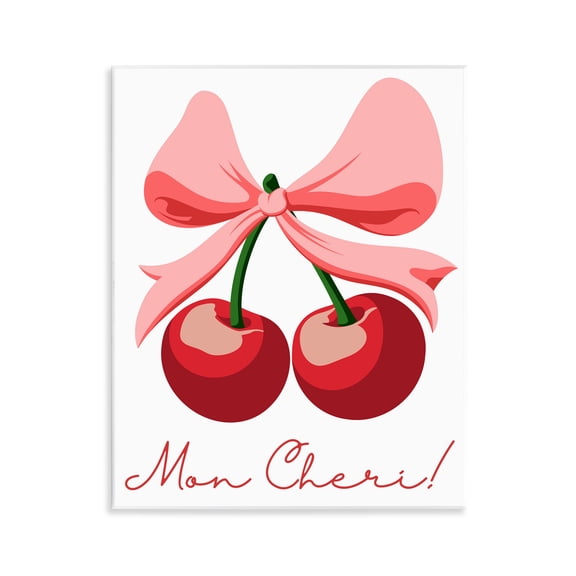 Stupell Industries Mon Cheri Bow Cherries Wall Plaque Art, design by Marcus Prime