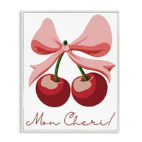 Stupell Industries Mon Cheri Bow Cherries White Framed Giclee Art, design by Marcus Prime