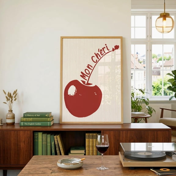 Mon Cheri Cherry Kitchen Wall Art Print, Unframed Paper Poster 8x10in