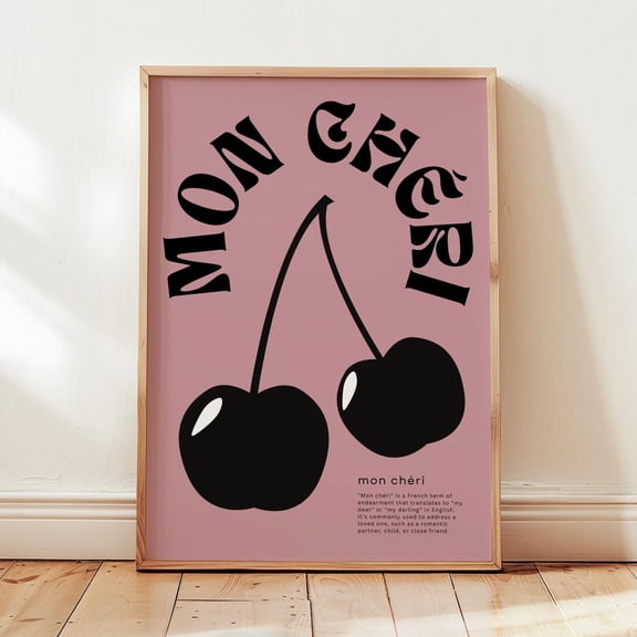 Mon Cheri Cherry Mauve Wall Art Print, Unframed Paper Poster 8x10in