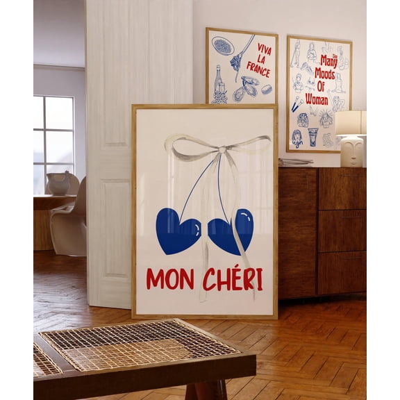 Mon Cheri Cherry Retro Kitchen Wall Art Unframed Paper Print