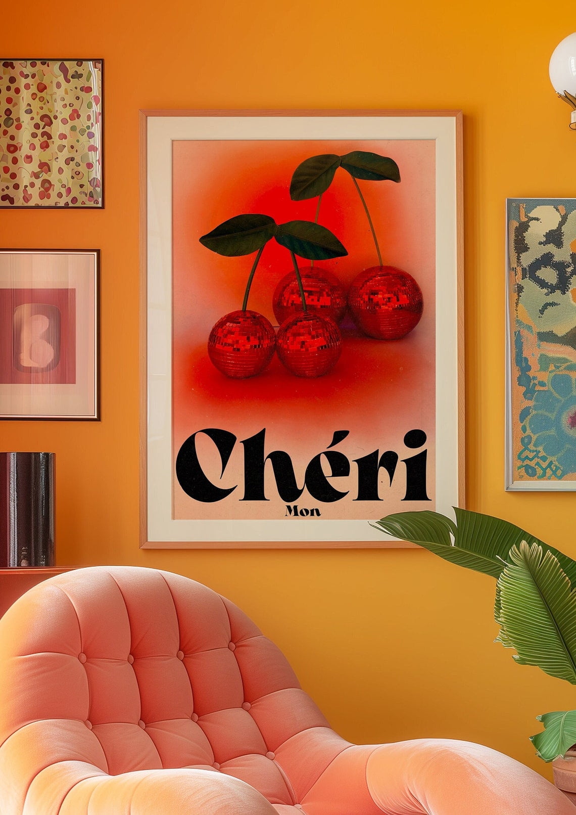 Mon Cheri Cherry Retro Poster, Kitchen, Cafe, Breakfast Nook And ...