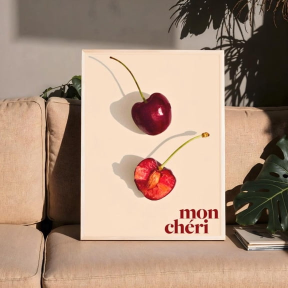 Mon Cheri Cherry Wall Art Print, Unframed Paper Poster 8x10in