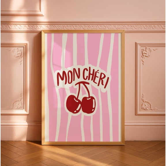 Mon Cheri Colorful Wall Art Print, Unframed Paper Poster 8x10in