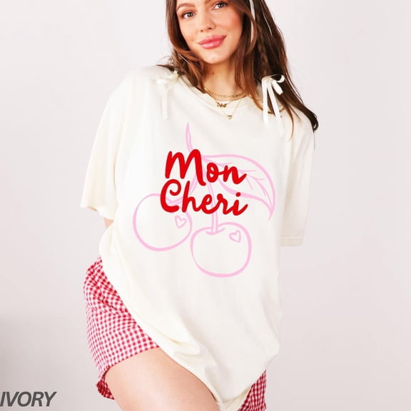 Mon Cheri Shirt, Ma Cherie Shirt, Coquette Tshirt, Cherries Shirt, Cherry Tee, Womens Tshirts, Trendy Crewneck, Fresh Cherries Shirt for Her All Size S-5Xl